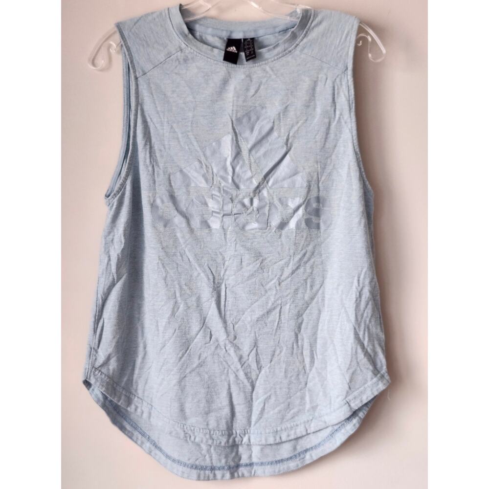 Adidas Women's Loose Fit Sleeveless Tank Top Light Blue Size Small Workout A0129